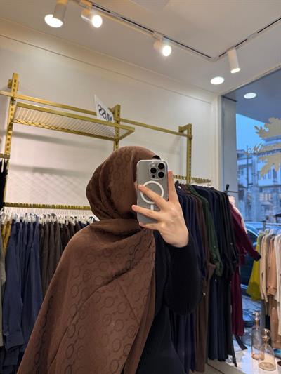 Wennora Paris Collection Zincir Desen Şal Kahverengi