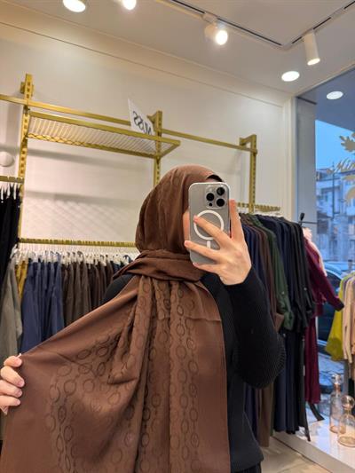 Wennora Paris Collection Zincir Desen Şal Kahverengi