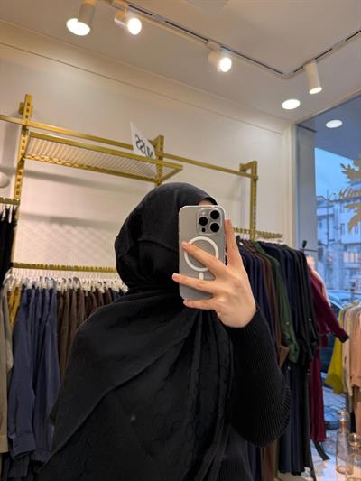 Wennora Paris Collection Zincir Desen Şal Siyah
