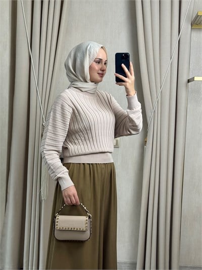 Nuss 202 Fitilli Beli Lastikli Merserize Kazak Açık Bej