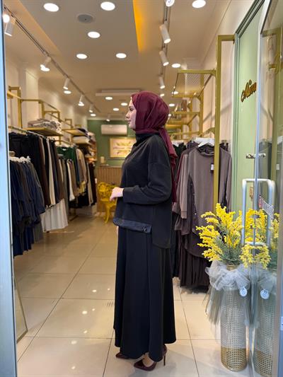 Lissmore 5939 Yaka Boncuk İşlemeli Etekli Takım Siyah