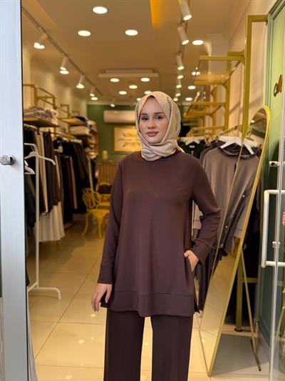 Miori Bern Pantolonlu Modal Takım 0500013 Kahverengi