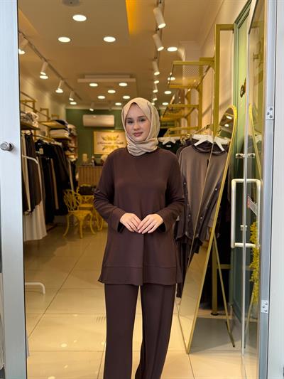 Miori Bern Pantolonlu Modal Takım 0500013 Kahverengi