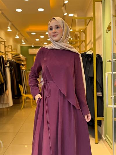 Miori Jave Modal Taşlanmış Elbise Bordo