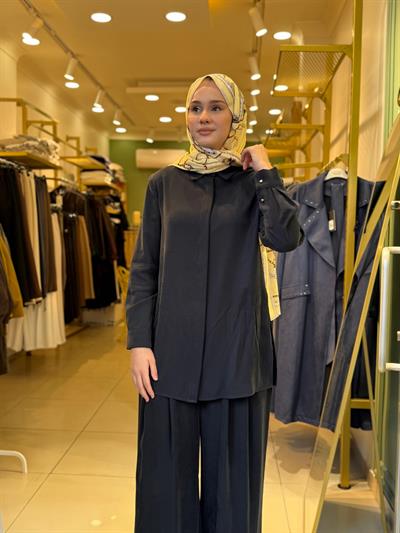 Miori  Taşlanmış Modal Pantolonlu Takım 0500004 Siyah