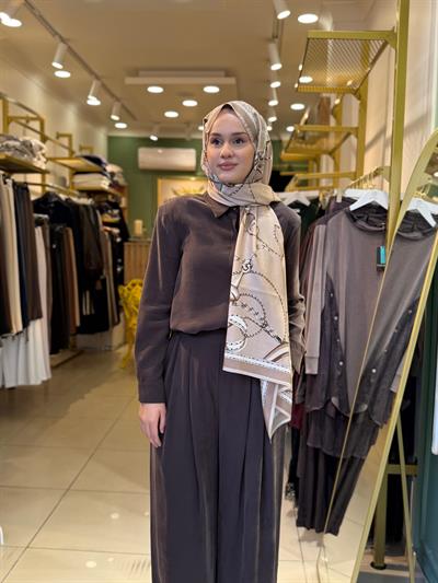 Miori  Taşlanmış Modal Pantolonlu Takım 0500004 Kahverengi