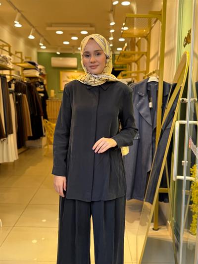 Miori  Taşlanmış Modal Pantolonlu Takım 0500004 Siyah