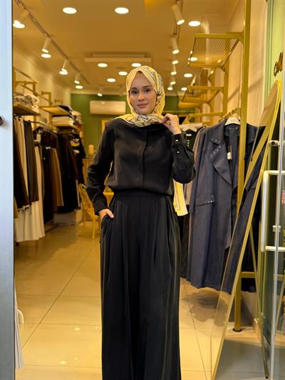Miori  Taşlanmış Modal Pantolonlu Takım 0500004 Siyah