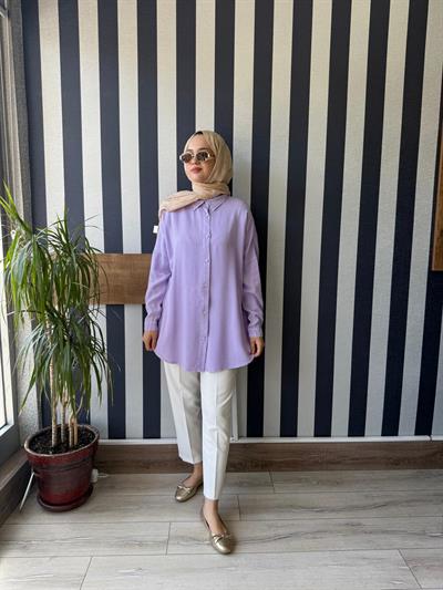 My Magazin Oversize Gömlek Lila