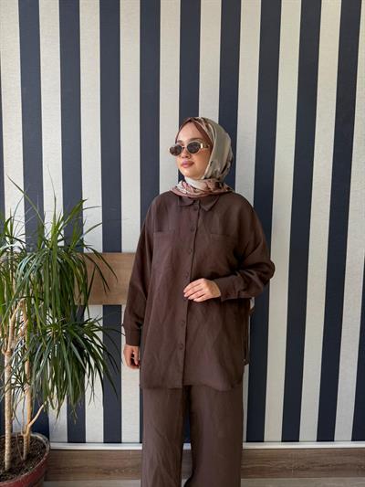 Nuss 1021 Pantolonlu Takım Kahverengi