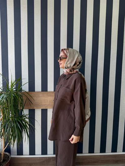 Nuss 1021 Pantolonlu Takım Kahverengi