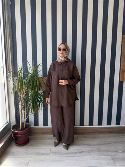 Nuss 1021 Pantolonlu Takım Kahverengi