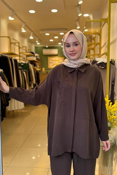 Nuss 1034 Pantolonlu Takım Kahverengi
