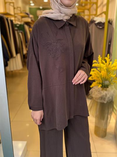 Nuss 1034 Pantolonlu Takım Kahverengi