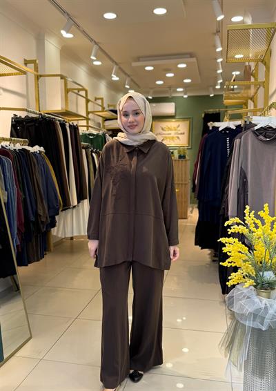 Nuss 1034 Pantolonlu Takım Kahverengi