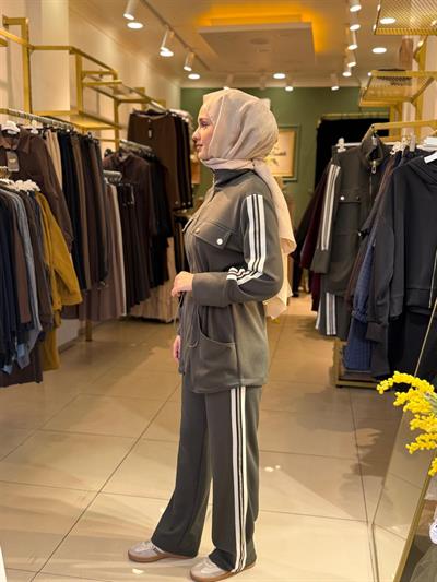 Nuss 1043  Fermuarlı Pantolonlu Takım Haki