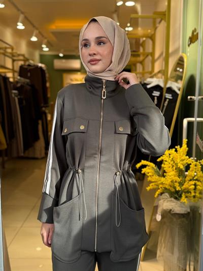 Nuss 1043  Fermuarlı Pantolonlu Takım Haki