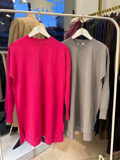 Nuss 1201 Önü Nervür Detaylı Merserize Tunik Pembe