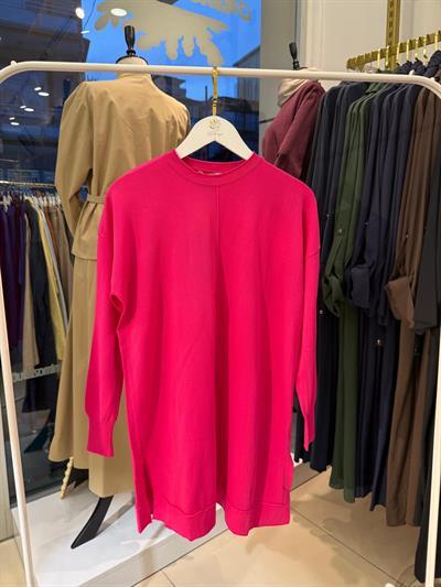 Nuss 1201 Önü Nervür Detaylı Merserize Tunik Pembe