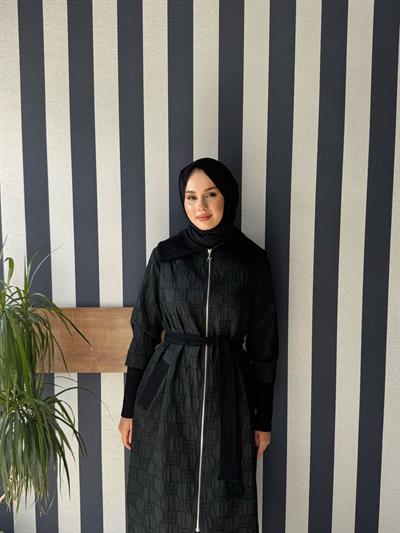 Nuss 6004  Şal Yaka Kendinden Kabartma Desen Kap Siyah