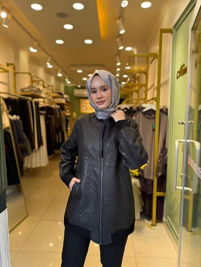Nuss 6013 Yaka Boncuk İşlemeli Kap Siyah