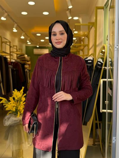 Nuss 6028 Püskül Detay İşlemeli Nubuk Kap Bordo