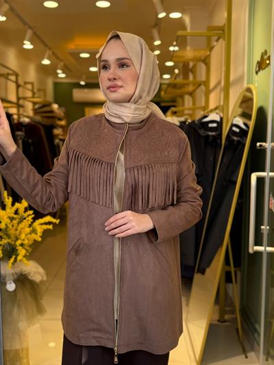 Nuss 6028 Püskül Detay İşlemeli Nubuk Kap vizon