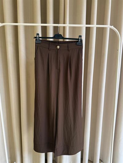 Sentez 5636 Abelia Kısa Geniş Paça Pantolon Kahverengi