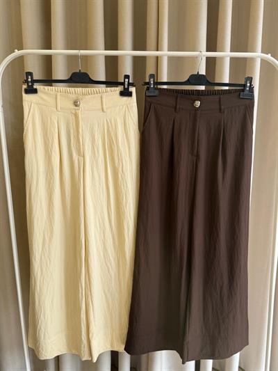 Sentez 5636 Abelia Kısa Geniş Paça Pantolon Kahverengi