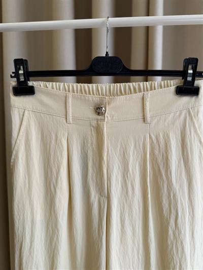 Sentez 5636 Abelia Kısa Geniş Paça Pantolon Kemik