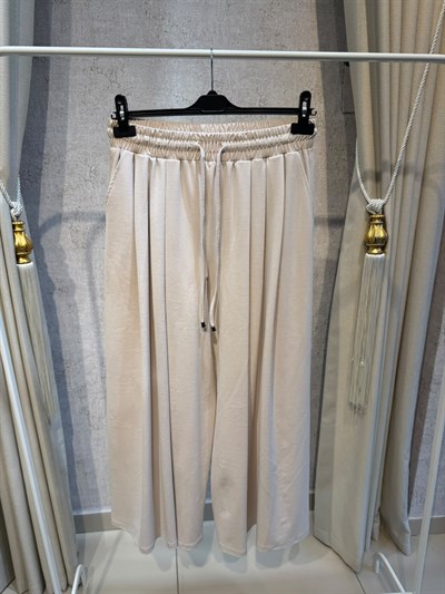 Sentez 5664 Pileli Geniş Paça Pantolon Taş