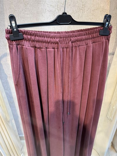 Sentez 5664 Pileli Geniş Paça Pantolon Bordo