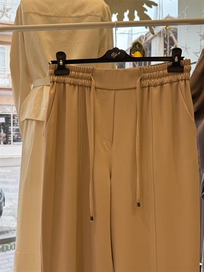 Sentez Elegance Beli Lastikli Dar Paça Pantolon Taş