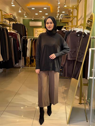 Sentez Queen Kısa Geniş Paça Pantolon 5565 vizon