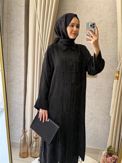 Behrem Büyük Beden Tesettür Pantolonlu Takım 35147 Siyah