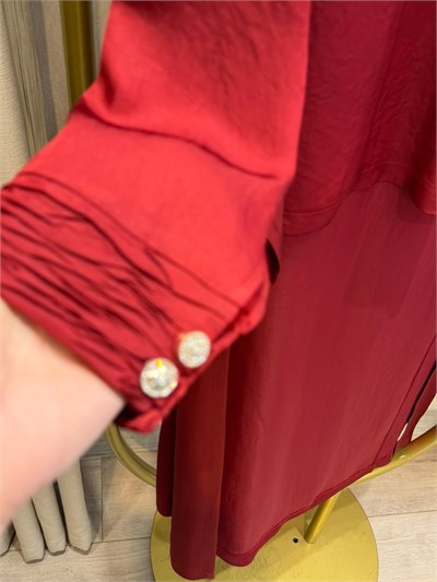 GHİSA 9427 Asetat Kumaş Pantolonlu Takım Bordo
