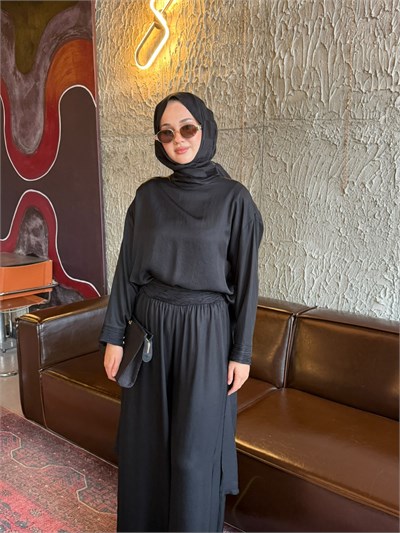 GHİSA 9427 Asetat Kumaş Pantolonlu Takım Siyah