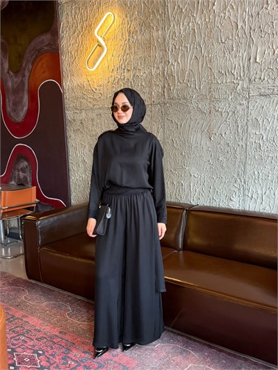 GHİSA 9427 Asetat Kumaş Pantolonlu Takım Siyah