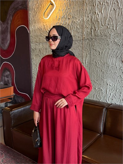 GHİSA 9427 Asetat Kumaş Pantolonlu Takım Bordo