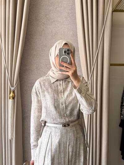 Miori Morea Pantolonlu Viskon Takım Ekru