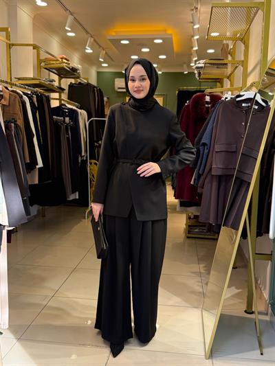 Miori Revia Ceket Pantolon Krep Takım Siyah