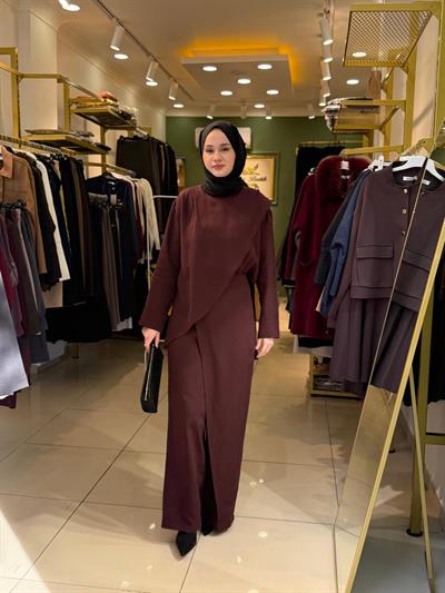 Miori Vogue Pantolonlu Takım Bordo