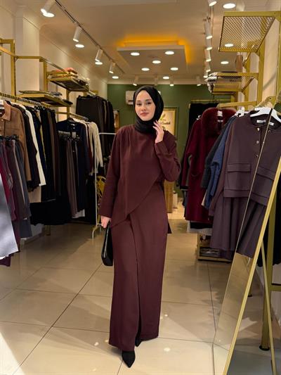 Miori Vogue Pantolonlu Takım Bordo