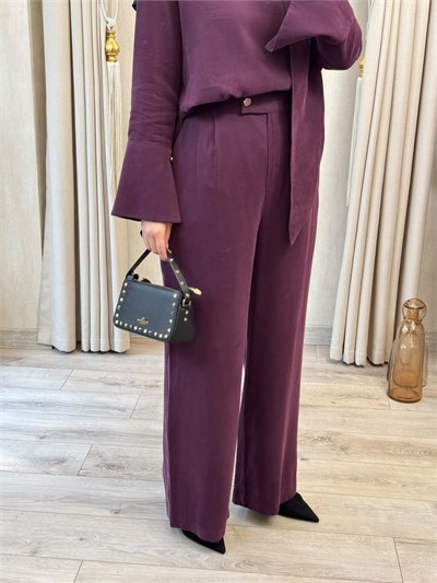 Miori Zena Taşlanmış Modal Pantolonlu Takım Mürdüm