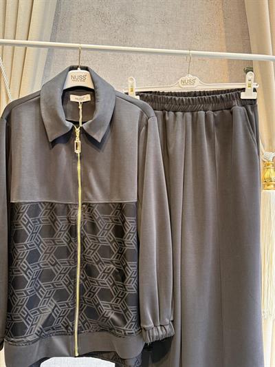 Nuss 1048 Jakar Detay Pantolonlu Takım Siyah