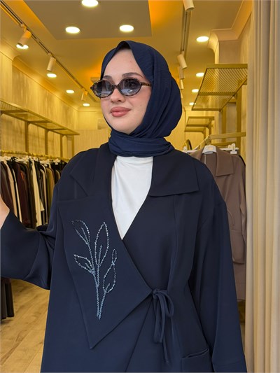NUSS 1063 Yaka İşleme Detaylı Takım Lacivert