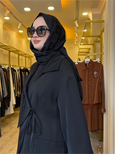NUSS 1063 Yaka İşleme Detaylı Takım Siyah