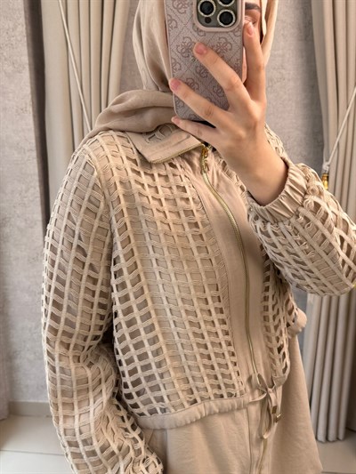 Nuss 1069 File Detaylı Pantolonlu Takım Kumsal