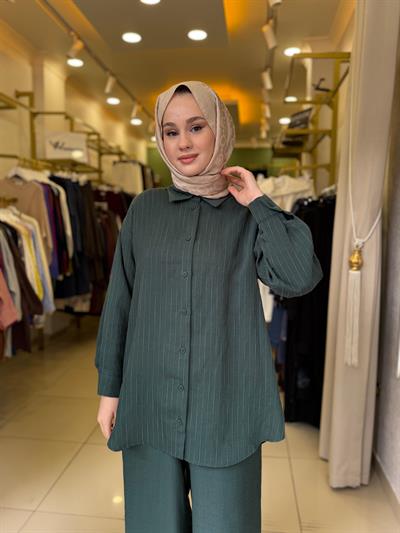 Nuss 1081 Kendinden Çizgili Pantolonlu Takım Jungle