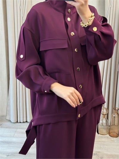 NUSS 1083 Şalvar Pantolonlu  Takım Mürdüm